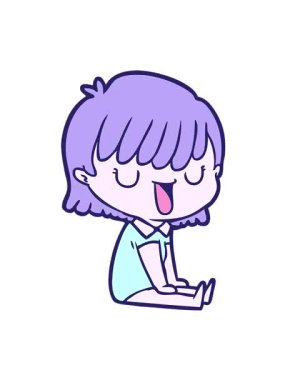 Çizgi film kadın illüstrasyonunun titreşimli hareketi