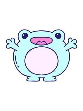 Sevimli, mutlu bir kurbağanın çizgi filminin ışık efekti