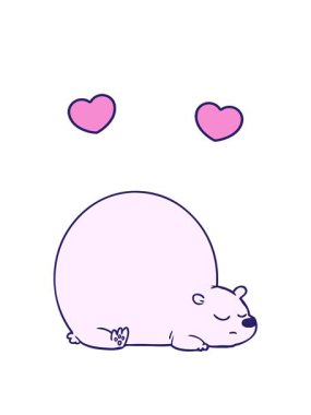 Kutup ayısı neon çizgi film tasarımının dönen kalp animasyonu