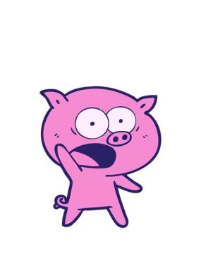 Çizgi filmdeki domuz bağırışlarını canlandırıyorum.