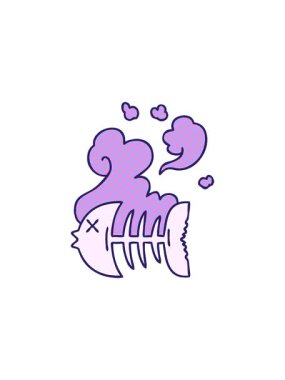 Çizgi roman stili çizgi film ölü balık iskeletinin bölünme etkisi