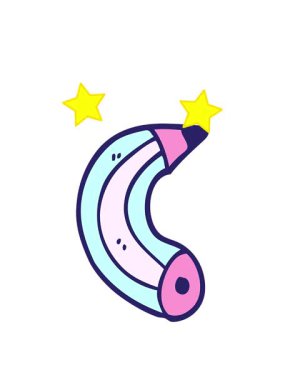 dönen yıldızların el çizimi çizgi film stili çizimleri.