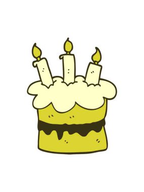 Karikatür karikatür doğum günü pastasının renk değişimi