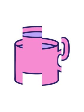 Bir fincan kahvenin ikonik dövme stili görüntüsünün bölünmüş hareket animasyonu