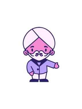 Yıldız patlaması etkisi çizgi film yönünü gösteren türbanlı Hintli adamın animasyonu