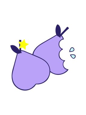 Parlayan yıldızlar yeşil armut çiziminin animasyonunu etkiler.