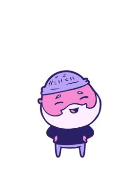 Çizgi film mutlu sakallı adamı canlandırıyor.