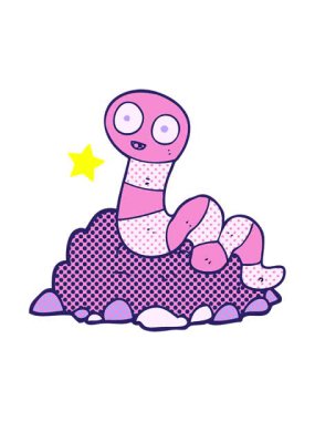 Parıldayan yıldızlar, el yazısıyla çizilmiş solucan çizgi filminin animasyonunu etkiler.