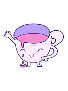 dökülen çay fincanının çizgi film animasyonunun pixelize etkisi