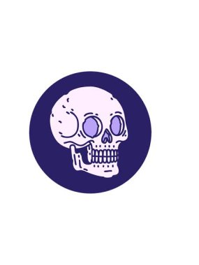 Kafatasının ikonik dövme şeklindeki görüntüsünün yatay titreşimli animasyonu