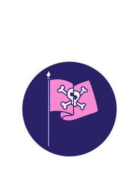 Korsan bayrağının ikonik dövme görüntüsünün hareketli animasyonu