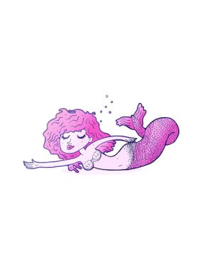 Çizgi film denizkızı çiziminin hareketli animasyonu