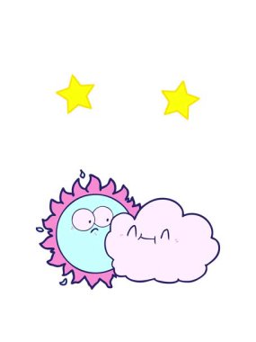 dönen yıldızlar sevimli çizgi film bulutları ve güneşin animasyonu