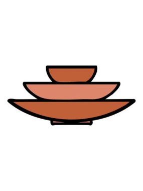 Seramik Japon tabakları yığınının pixelize etkisi