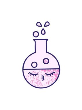 Bir test tüpünün retro grunge doku çizgi filminin hareketli animasyonunu oynat