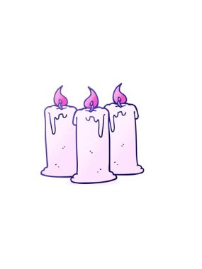 El yazması çizilmiş çizgi film yanan mumların yatay titreşimli animasyonu