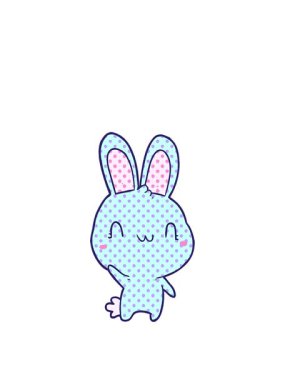 Sevimli çizgi film tavşanının el sallamasının animasyonunu büyütüyorum.