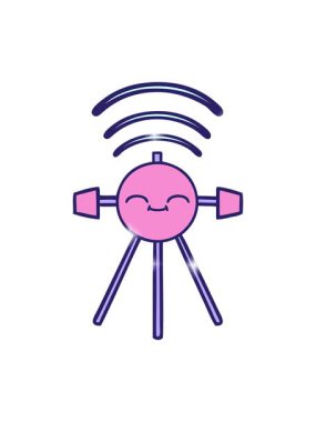 Bir uydu tasarımının sevimli çizgi filminin ışıltı etkisi