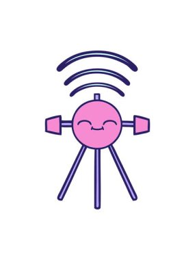 Uydu tasarımının sevimli çizgi filminin hareketli animasyonu