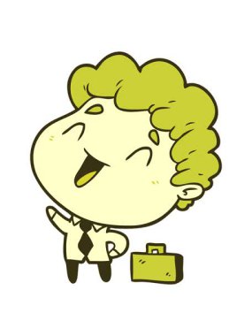 Sevimli çizgi film işadamının renk animasyonu değişiyor