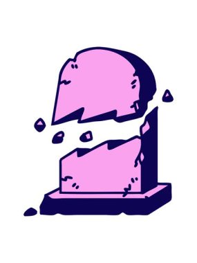 Kırık bir mezar taşının neon ışık efektleri dövme stili görüntüsü