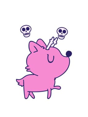 Kafatası animasyonu. Kawaii 'nin çizgi film çizimi. Sevimli geyik.