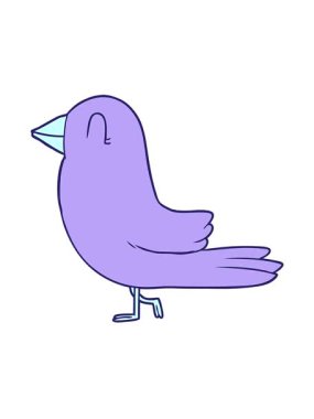 Tatlı bir kuşun retro çizgi filminin titreşimli hareketli animasyonu