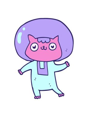 Işık efekti çizgi film uzay çağı kedisinin animasyonu