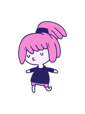 Çizgi film illüstrasyonunun parlak ışık efekti tatlı kawaii kızı