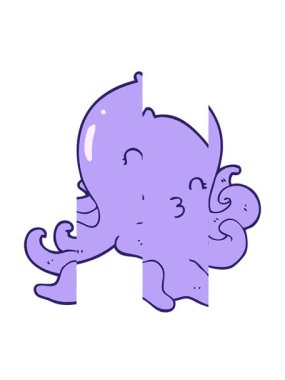 Çizgi film ahtapotunun bölünen hareketi