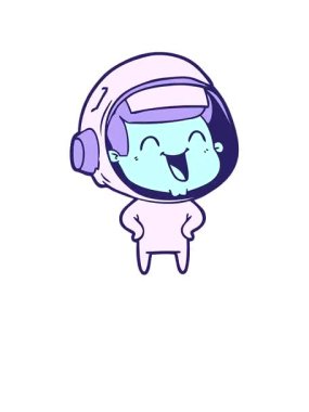 Mutlu el çizimi astronotun yükselişi ve yüzüşü