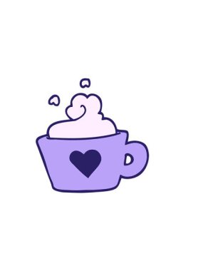 El çizimlerinin yatay titreşimli animasyonu karikatür tarzı kahve fincanı