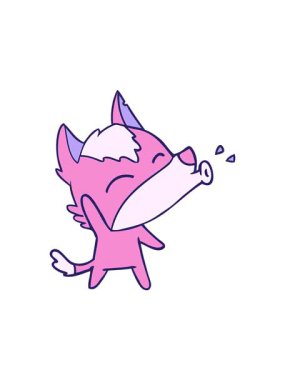 popping motion animation of fox doodle character