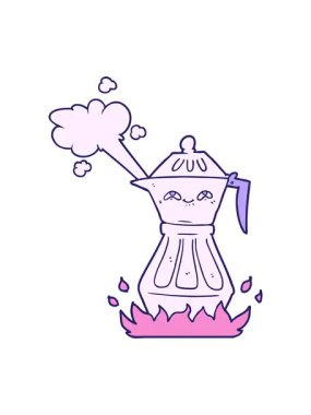 karikatür kahve demliğinin canlandırma efekti