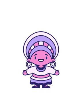 Geleneksel kıyafet karikatüründeki Brezilyalı kadının yanıp sönen radyal çizgileri.