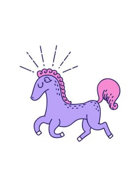 Çizgi film dövme stili hoplayıp zıplayan aygırın hareketli animasyonu