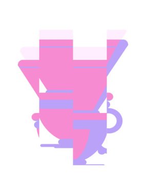 Bir filtre kahve fincanının düz renkli çiziminin bölünen hareket animasyonu