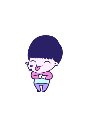 Yanıp sönen çizgi film karakteri çizgi film karakterinin dili çıkmış.