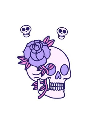 kafatası ve gülün kafatası animasyonu