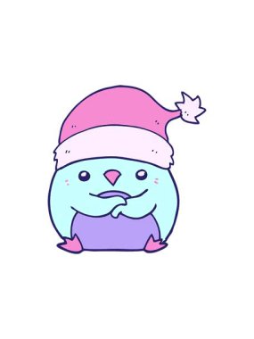 Noel şapkası takan sevimli penguen çizgi filminin dönen hareketli animasyonu