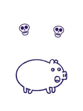 Domuz Kömürü Çiziminin dönen kafatası animasyonu