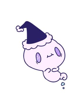 El hareketlerinin titreşimli animasyonu Kawaii hayaletinin desenli Noel karikatürü.