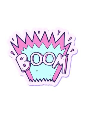 Karikatür çizgi roman patlaması çıkartmasının titreyen hareketi.