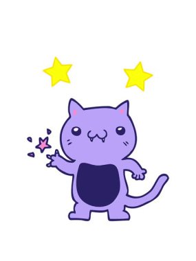 spinning stars animation of cartoon cat scratching