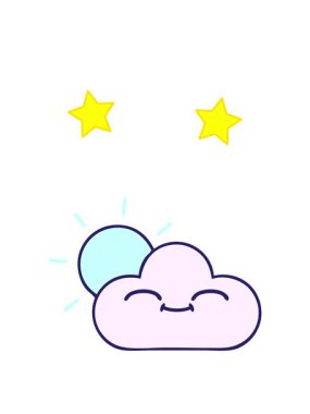 dönen yıldızların animasyonu grunge grunge deseni güneş ışığı ve bulut karikatürü