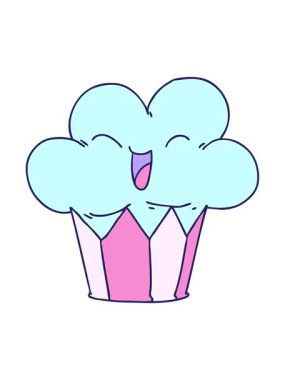 pixelize effect animation of hand drawn quirky cartoon happy cake