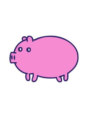 Şişman bir domuzun gölgeli çizgi filminin hareketli animasyonu.