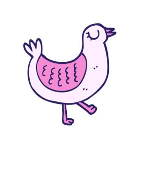 Kalk ve süzül el çizimi çizgi film kuşunun animasyonu