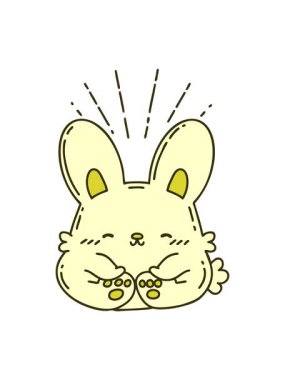 Geleneksel dövme stilinin renkli animasyonu mutlu tavşan.