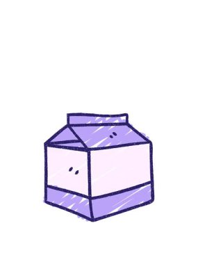 Bir süt karton tebeşir çiziminin zıplama hareketi animasyonu